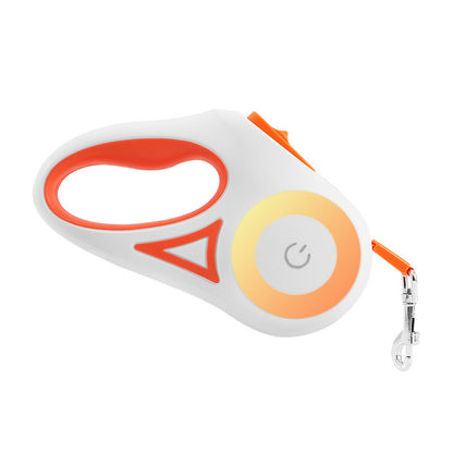 Automatic Retractable Pet Leash Sunshine Orange with LED Light