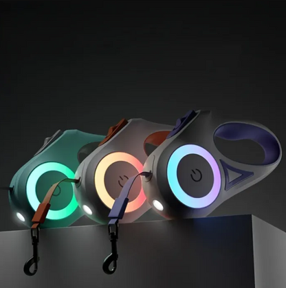 Automatic Retractable Pet Leash with LED Light Color Variations