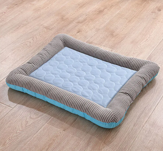 Pet Cooling Pad Bed Blue Stripes